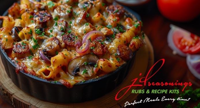 Sausage Pasta Bake Recipe made with JD Seasonings
